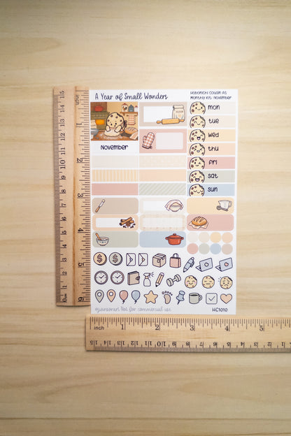 November Hobonichi Monthly Kit – A Year of Small Wonders – Fresh-Baked Bread Cozy Planner Stickers – Cousin A5, A6, Weeks