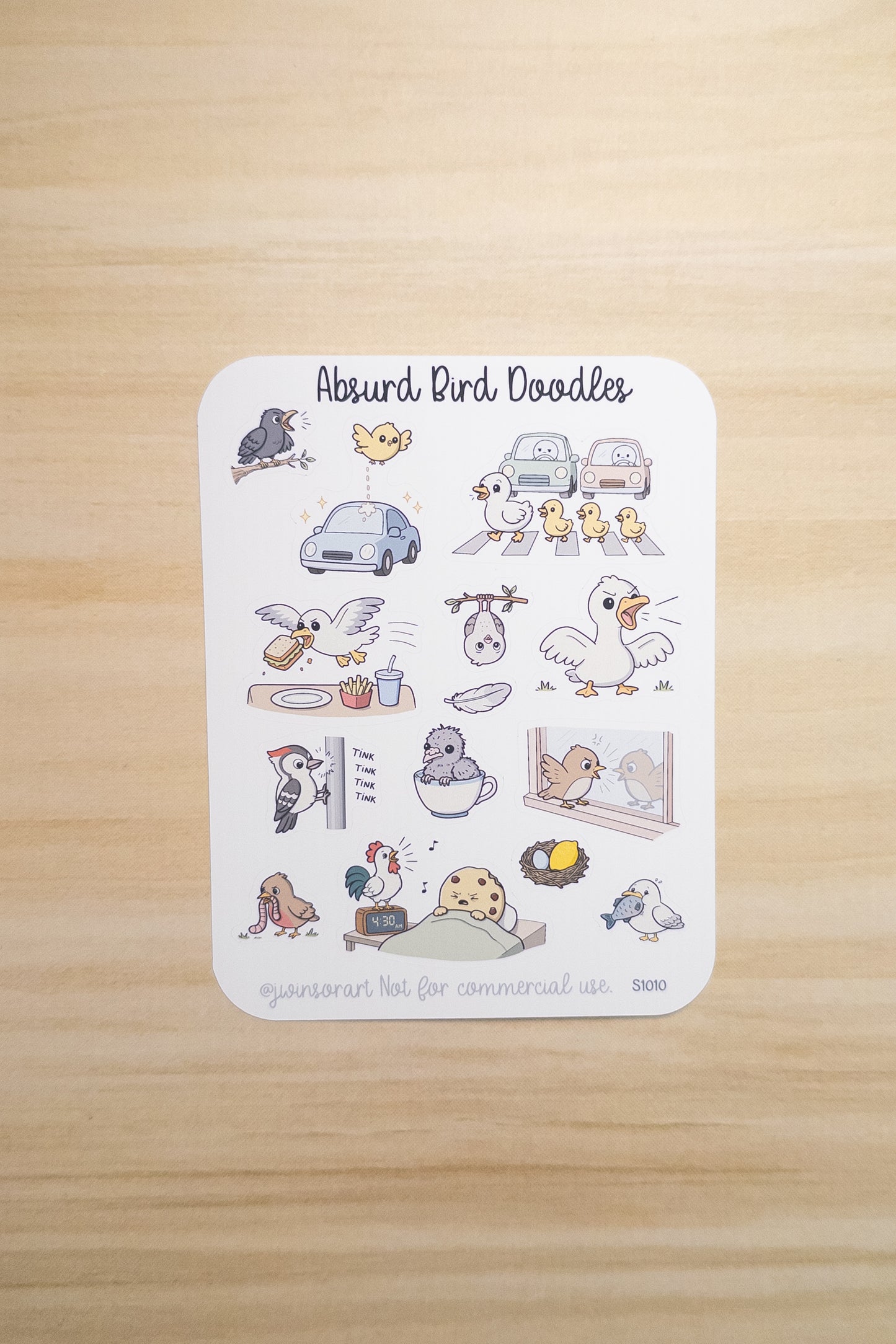 Absurd Birds Sticker Sheet | Funny Bird Doodles for Planners, Journals & Scrapbooking