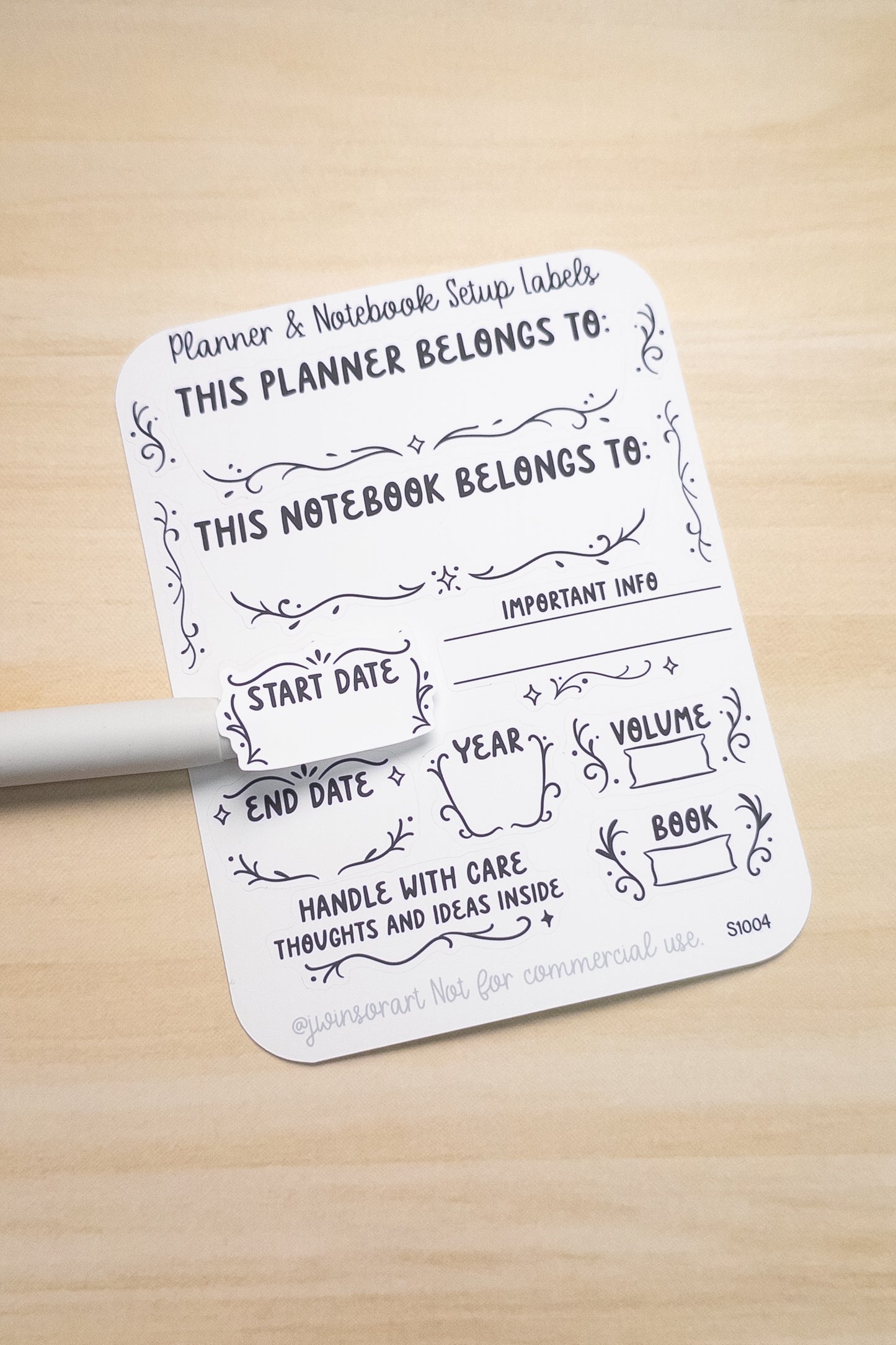 Planner & Notebook Setup Labels – Interior Cover Stickers for Belongs To, Start/End Dates, Year, Volume Tracking, and More
