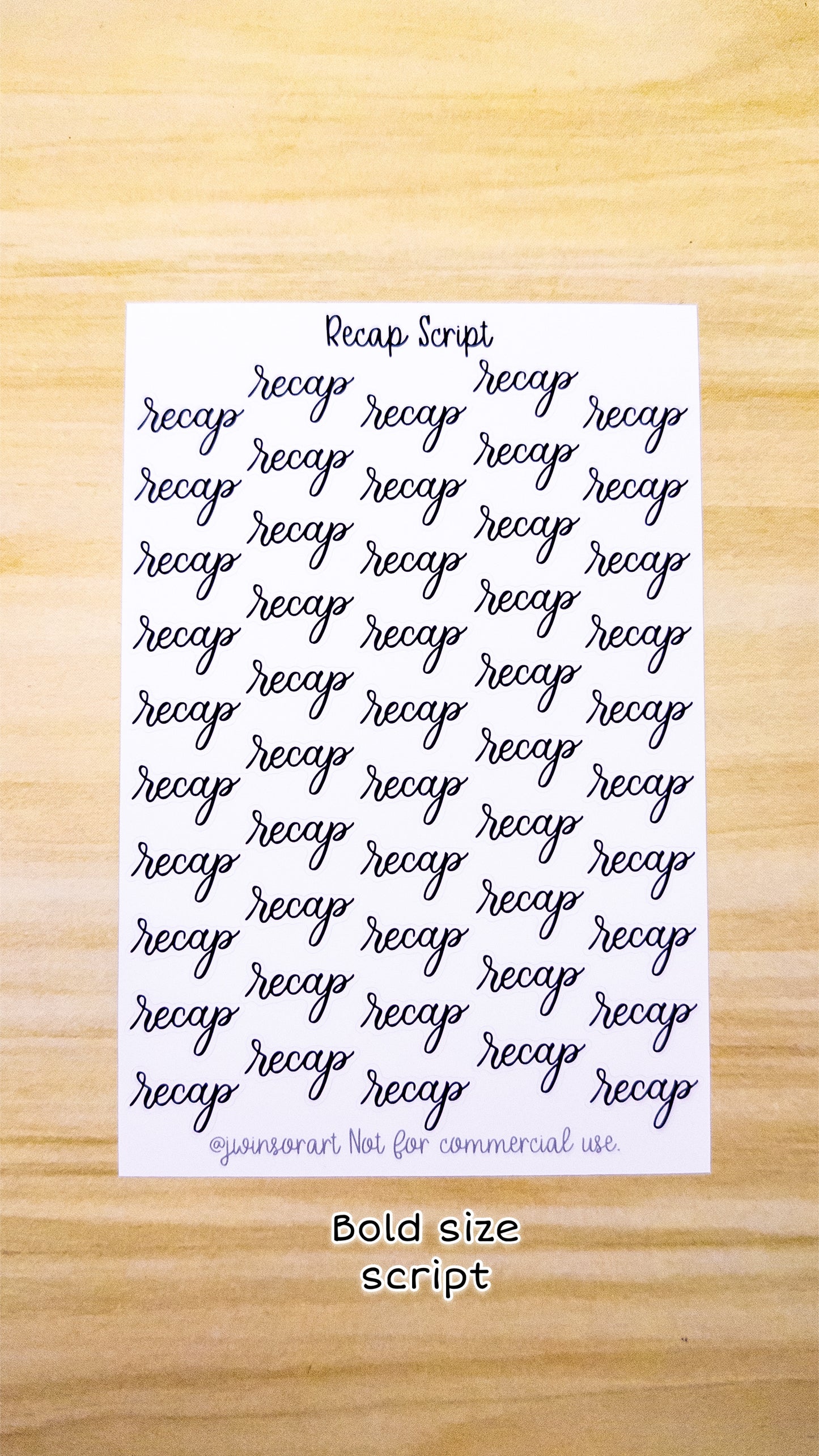 Recap Script Planner Sticker Sheet 50 Stickers Bujo Bullet Journal
