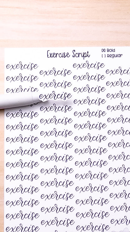 Exercise Script Planner Sticker Sheet 56 Stickers Bujo Bullet Journal