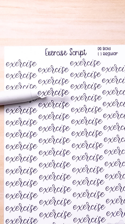 Exercise Script Planner Sticker Sheet 56 Stickers Bujo Bullet Journal