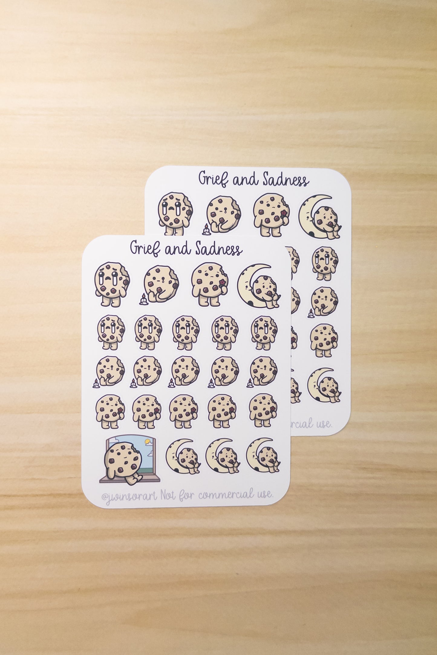 Grief and Sadness Cookie Planner Sticker Sheet Cute Kawaii Art Mourning Loss Death Depression Memorial Remembrance RIP Grieving Crying