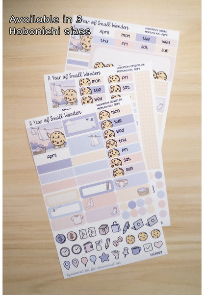 April Hobonichi Monthly Kit – A Year of Small Wonders – Cozy Laundry Sunset Planner Stickers – Cousin A5, A6, Weeks