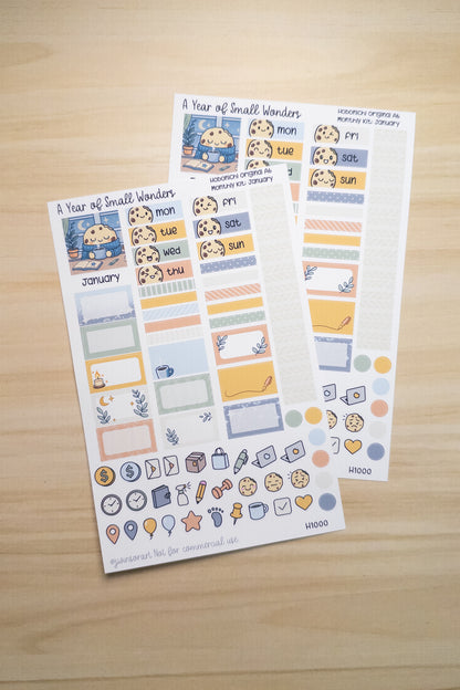 Hobonichi Monthly Kit – January Cozy Cookie Theme | Planner Stickers | A Year of Small Wonders Collection