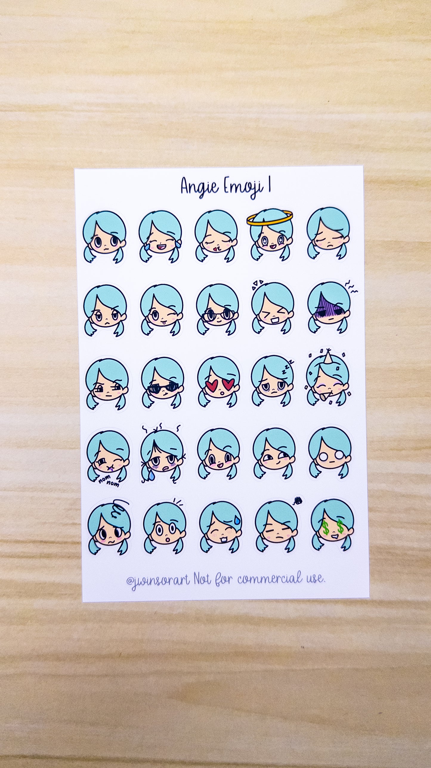 Angie Emoji Mood Emoti Planner Sticker Sheet Bujo Cute Kawaii Girl