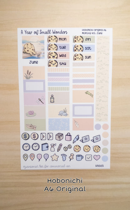 June Hobonichi Monthly Kit – A Year of Small Wonders – Peaceful Lakeside Sunset Planner Stickers – Cousin A5, A6, Weeks