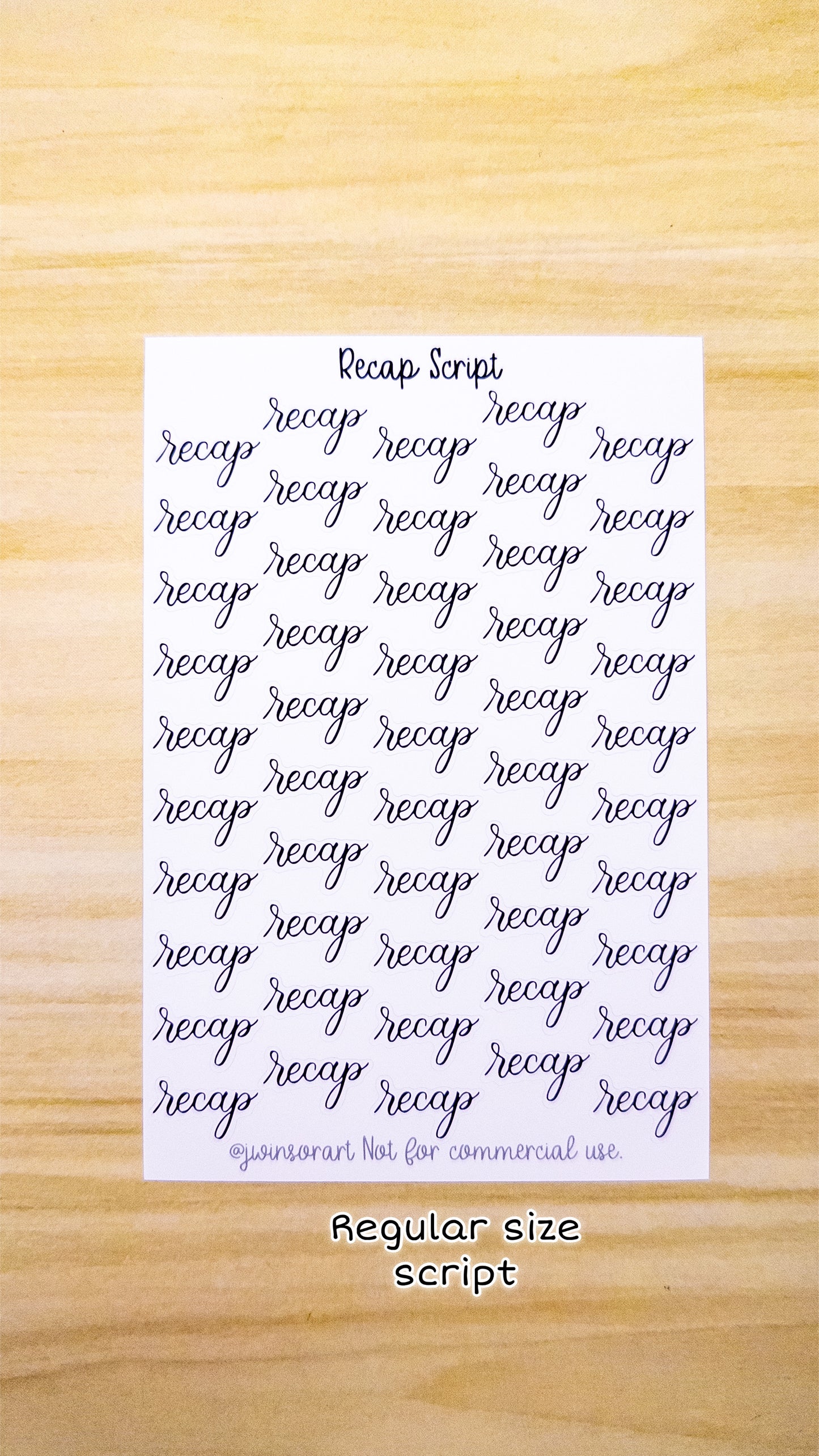 Recap Script Planner Sticker Sheet 50 Stickers Bujo Bullet Journal