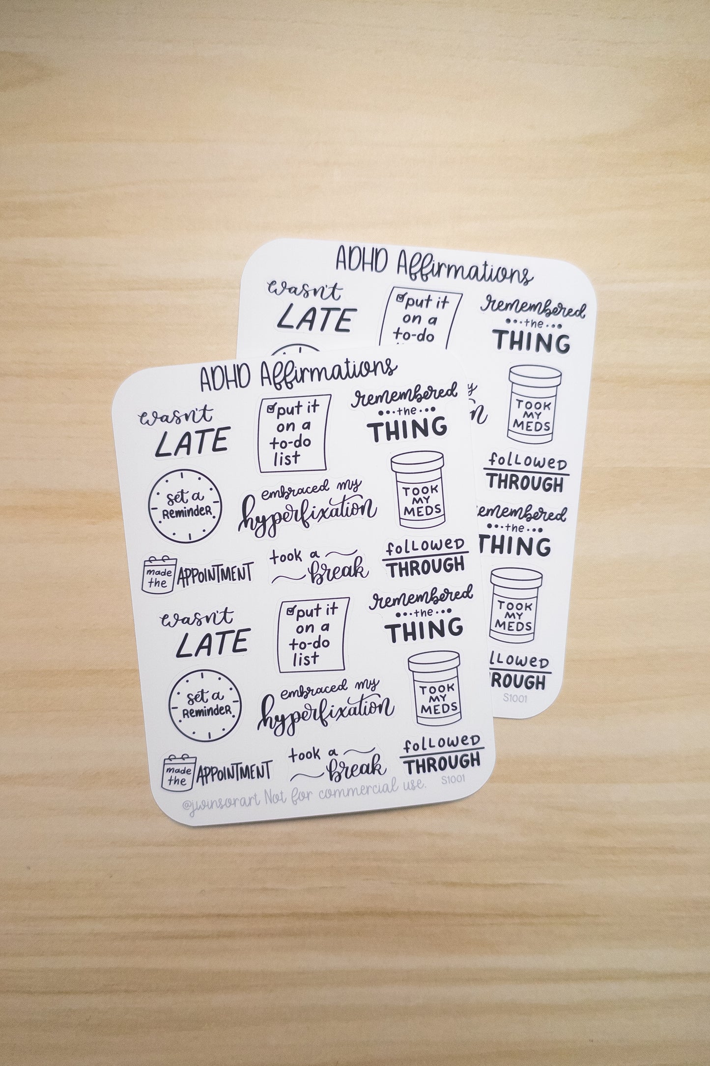 ADHD Affirmations Stickers – Hand Lettered Neurodivergent Quotes for Planner, Hobonichi, Bullet Journal, Executive Function Support
