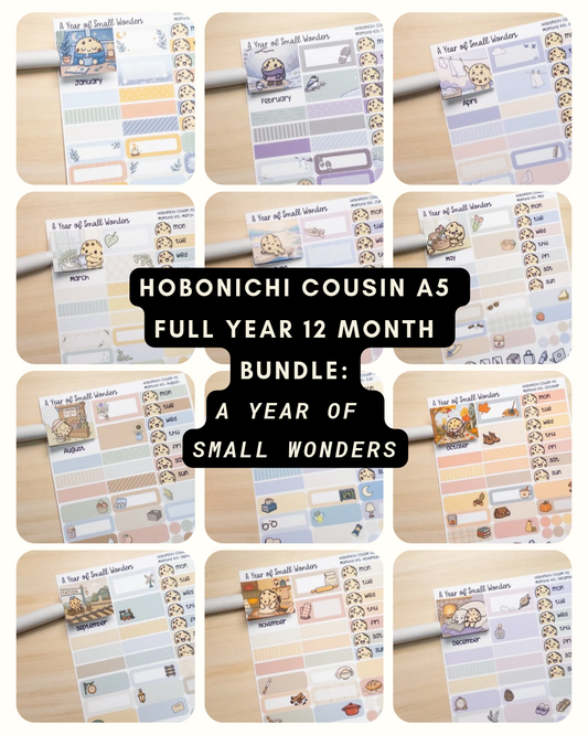 Full Year 12-Month A Year Of Small Wonders Monthly Bundle - Hobonichi Kit - Cousin A5 Size