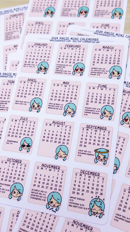 2024 Calendars Mini Planner Sticker Sheet Angie Bujo January February March April May June July August September October November December