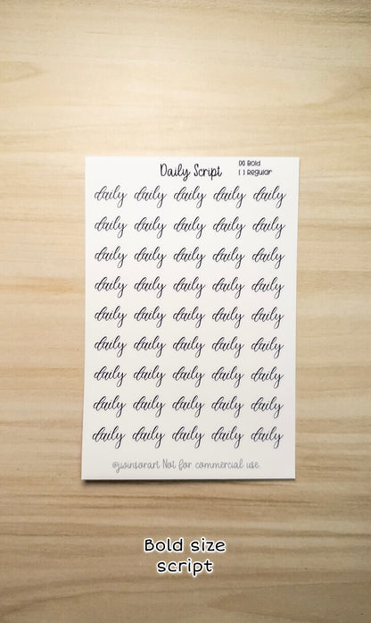 Daily Script Planner Sticker Sheet 45 Stickers Bujo Bullet Journal