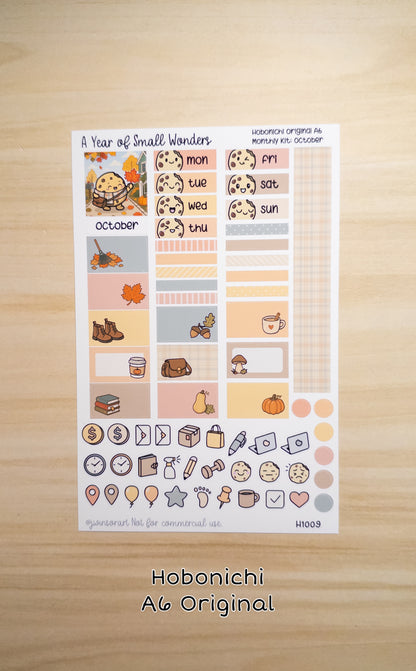 October Hobonichi Monthly Kit – A Year of Small Wonders – Perfect Fall Leaf Planner Stickers – Cousin A5, A6, Weeks