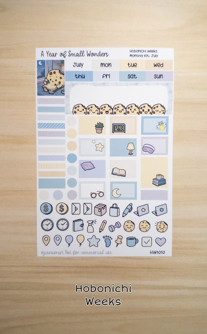 July Hobonichi Monthly Kit – A Year of Small Wonders – Summer Night Reading Planner Stickers – Cousin A5, A6, Weeks