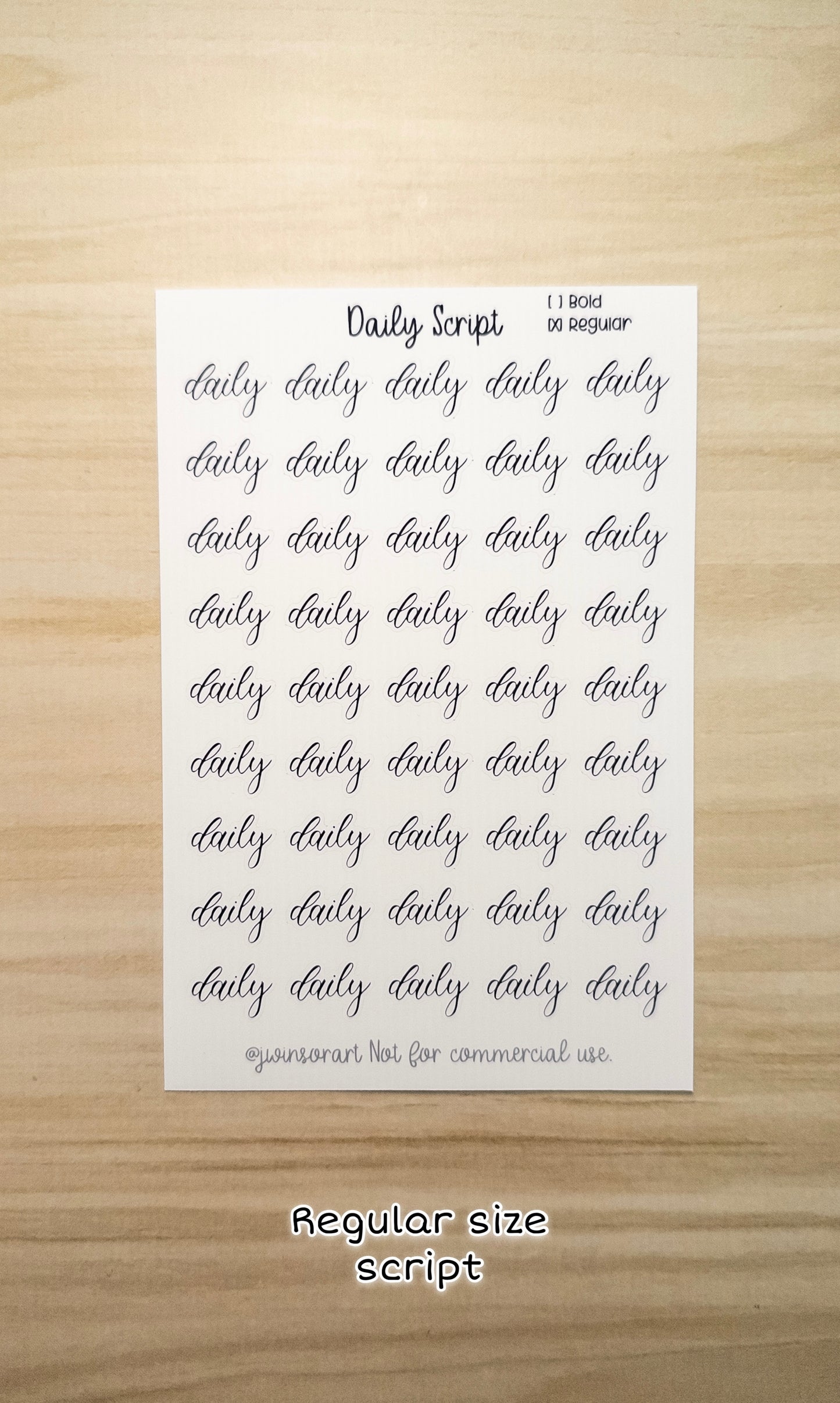 Daily Script Planner Sticker Sheet 45 Stickers Bujo Bullet Journal