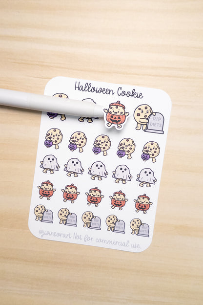 Halloween Deco Planner Sticker Sheet Cute Kawaii Art Cookie Pumpkin Trick or Treat Ghost Costume RIP Headstone Candy