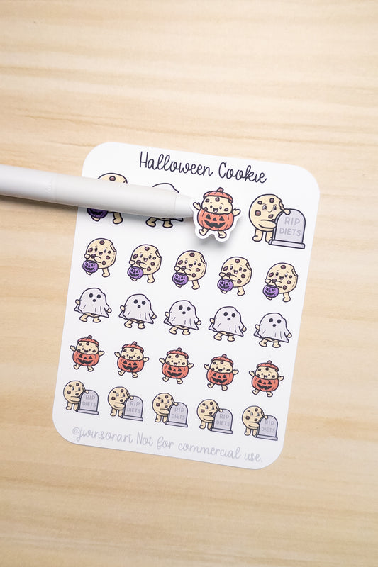 Halloween Deco Planner Sticker Sheet Cute Kawaii Art Cookie Pumpkin Trick or Treat Ghost Costume RIP Headstone Candy