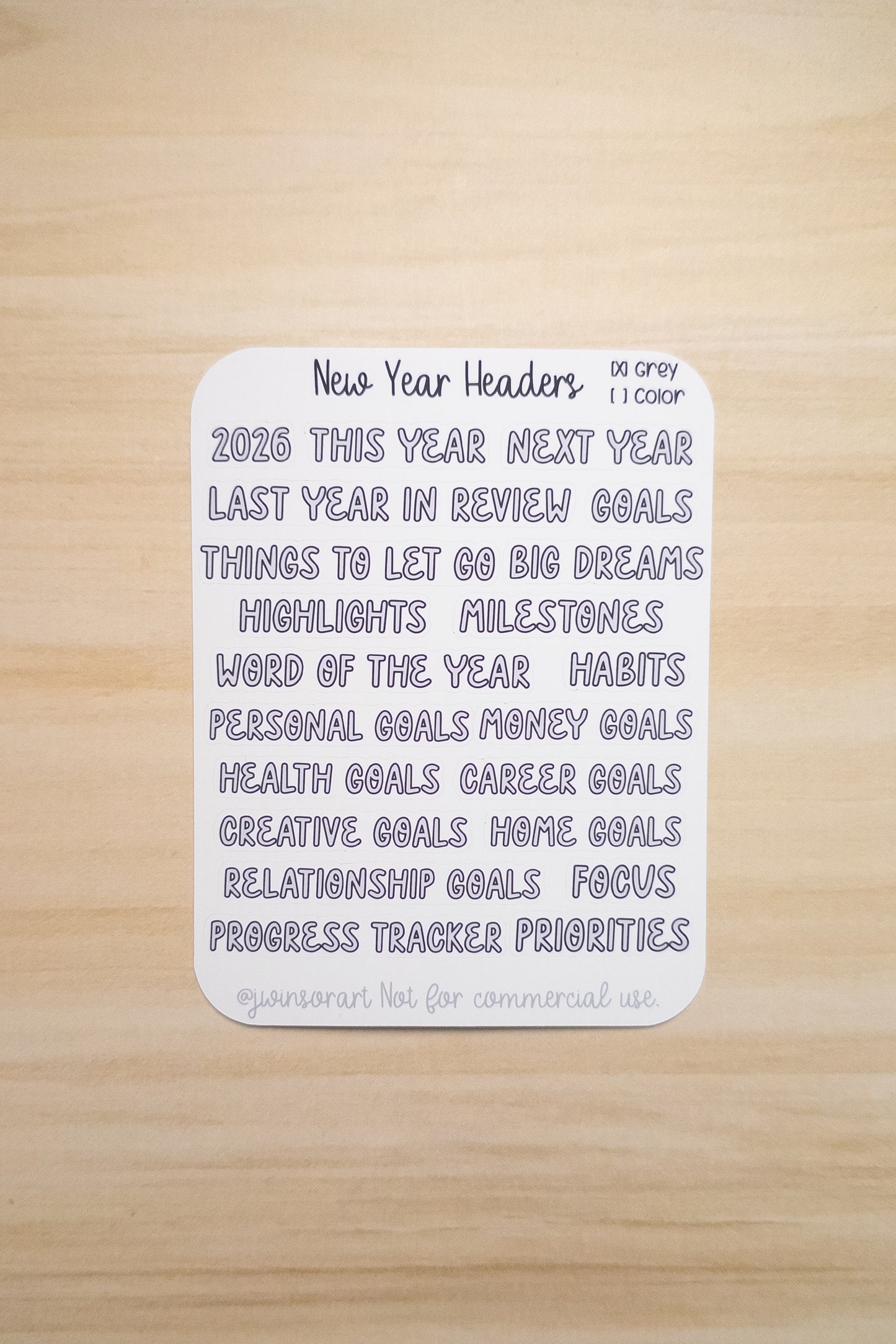 New Year Headers  | 2026 Planner Stickers | Goal Setting & Yearly Reflection | Hobonichi Compatible | Neutral & Color Versions