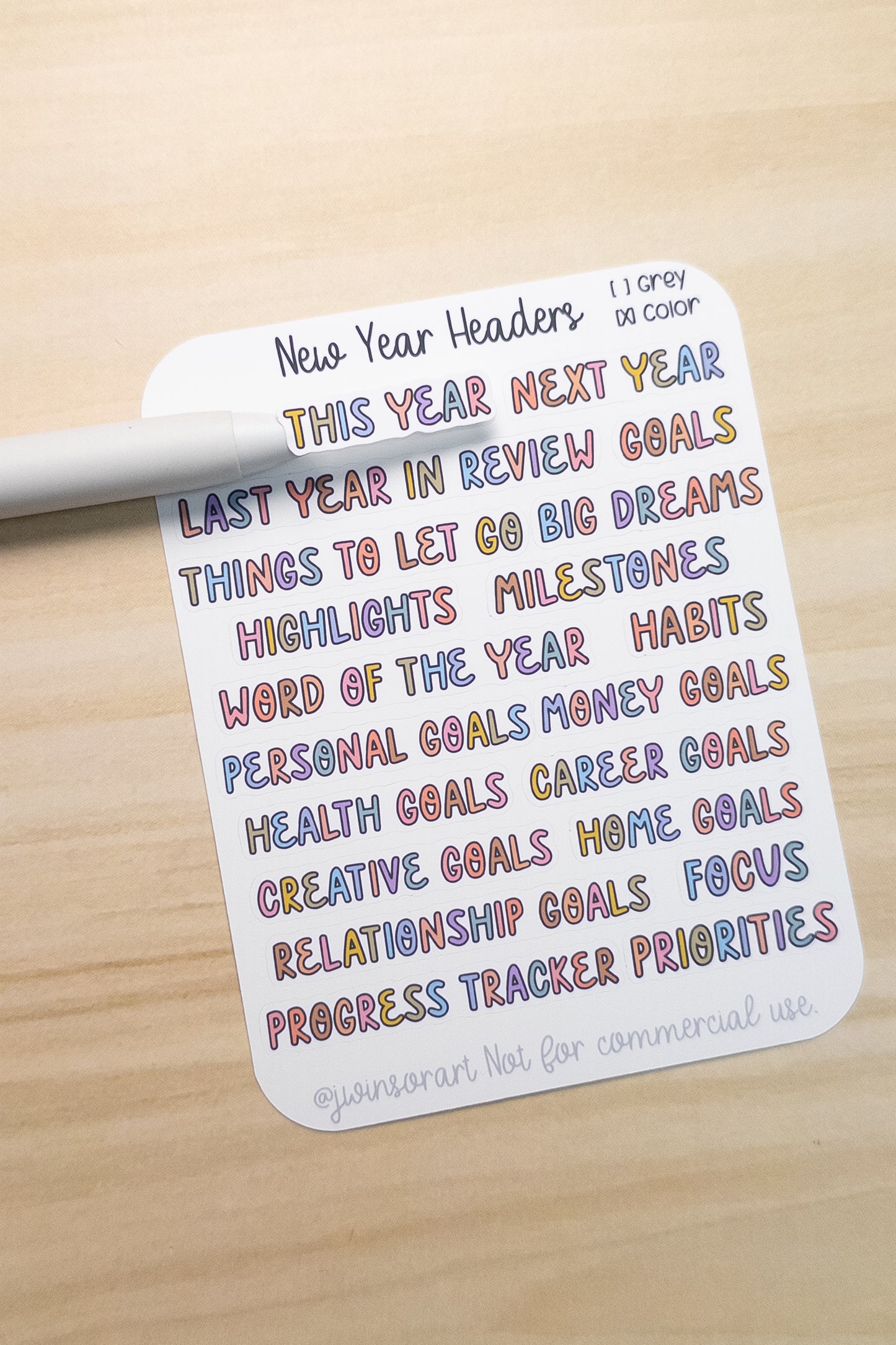 New Year Headers  | 2026 Planner Stickers | Goal Setting & Yearly Reflection | Hobonichi Compatible | Neutral & Color Versions