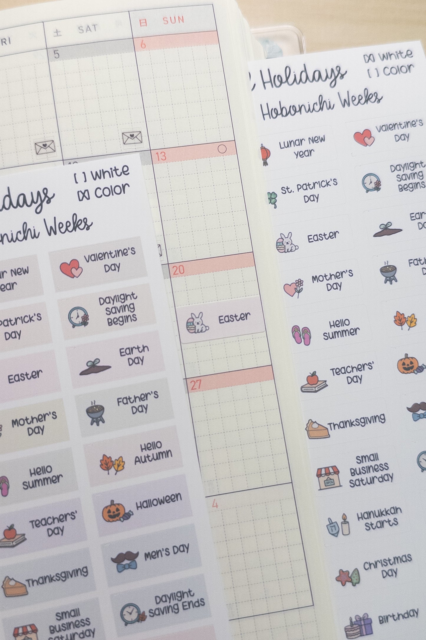 Global Holidays Sticker Sheet – Hobonichi Cousin A5 or Weeks – Annual Celebrations & Birthdays – White or Color Background