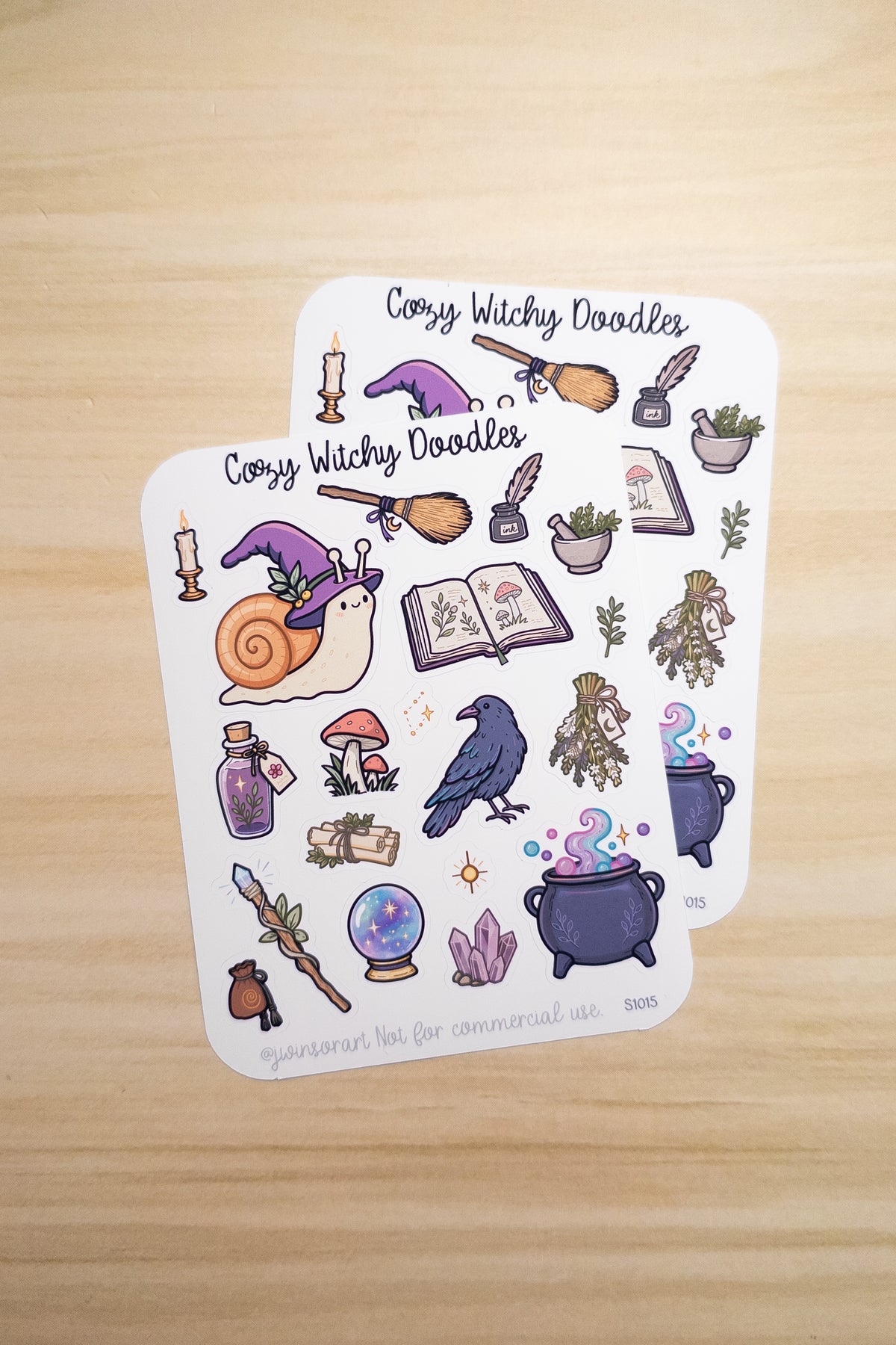 Cozy Witchy Doodles Sticker Sheet, Witch Stickers, Magical Planner, Potion Mushroom Raven Crystal Ball, Cute Fall Spooky Season