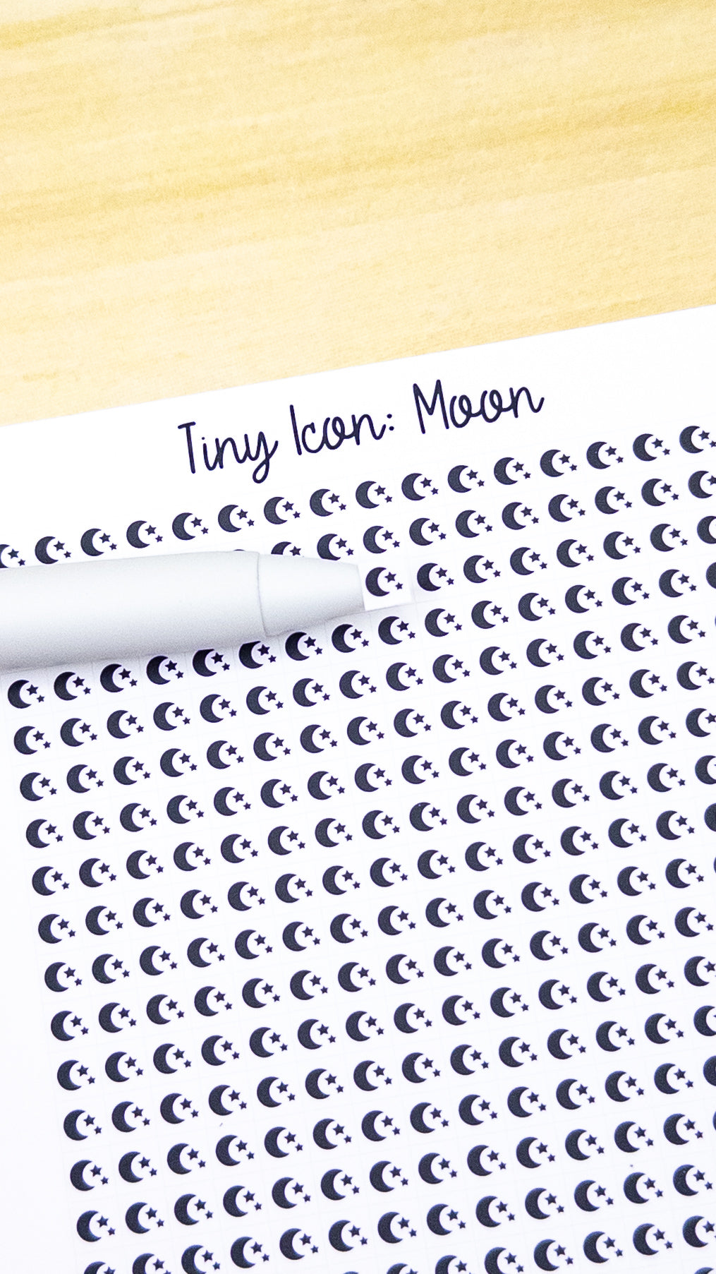 Tiny Icon: Moon Doodle Functional Sticker Sheet 5 mm Square Night Stars Bedtime Nighttime Bujo Line Art Style