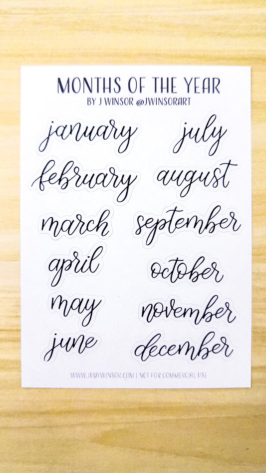Months Planner Sticker Sheet Bujo Bullet Journal