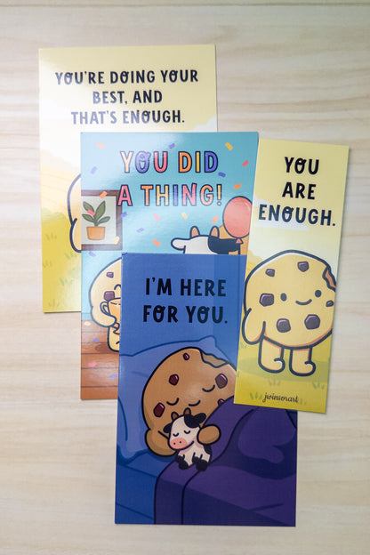 Comfort Cookie Postcard Set – Uplifting & Encouraging Illustrated Cards - Bundle of 3 + Bookmark