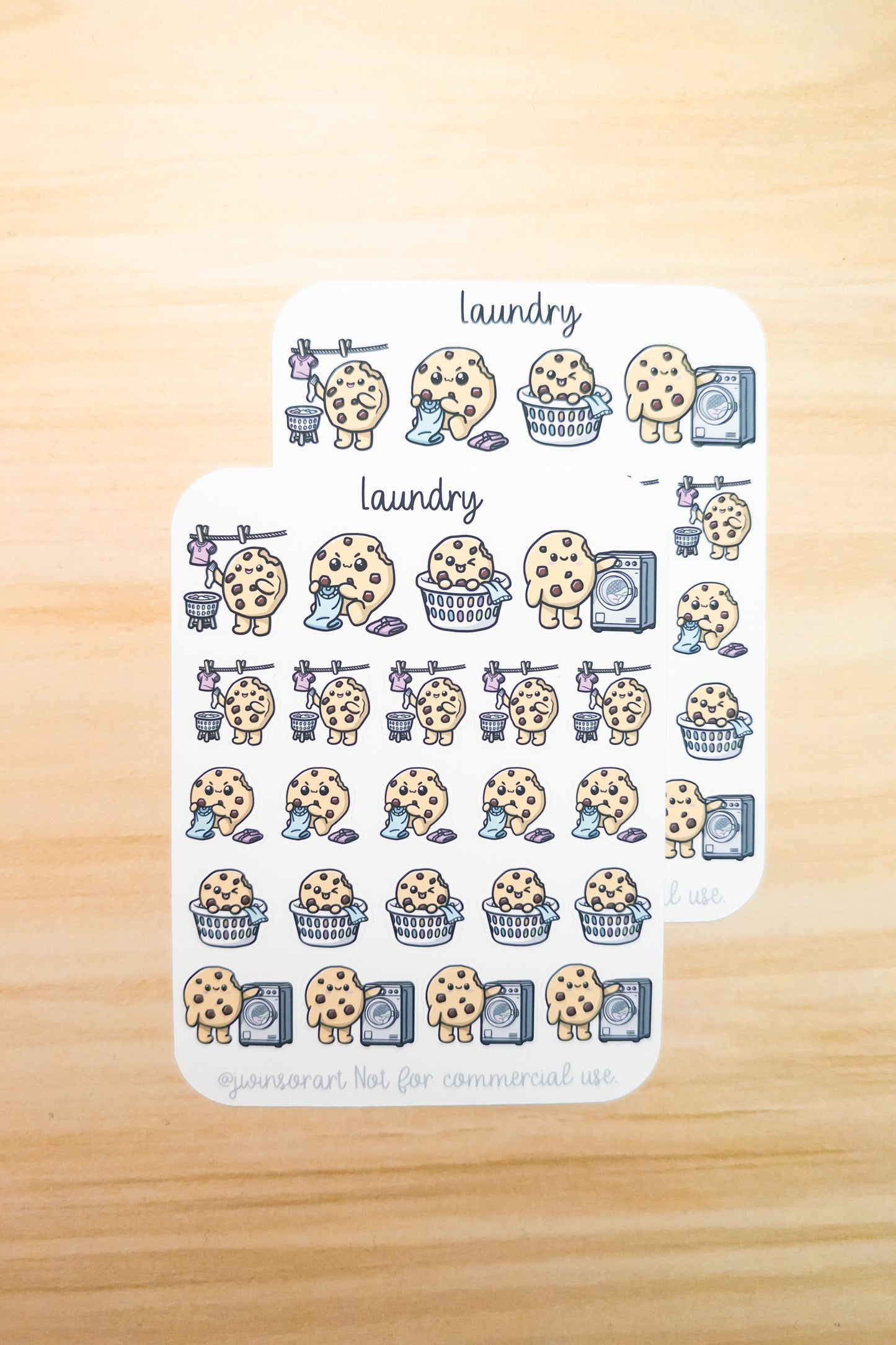 Laundry Day Deco Planner Sticker Sheet Cute Kawaii Art Cookie Folding Drying Clothing Laundry Basket Line Dry Chores