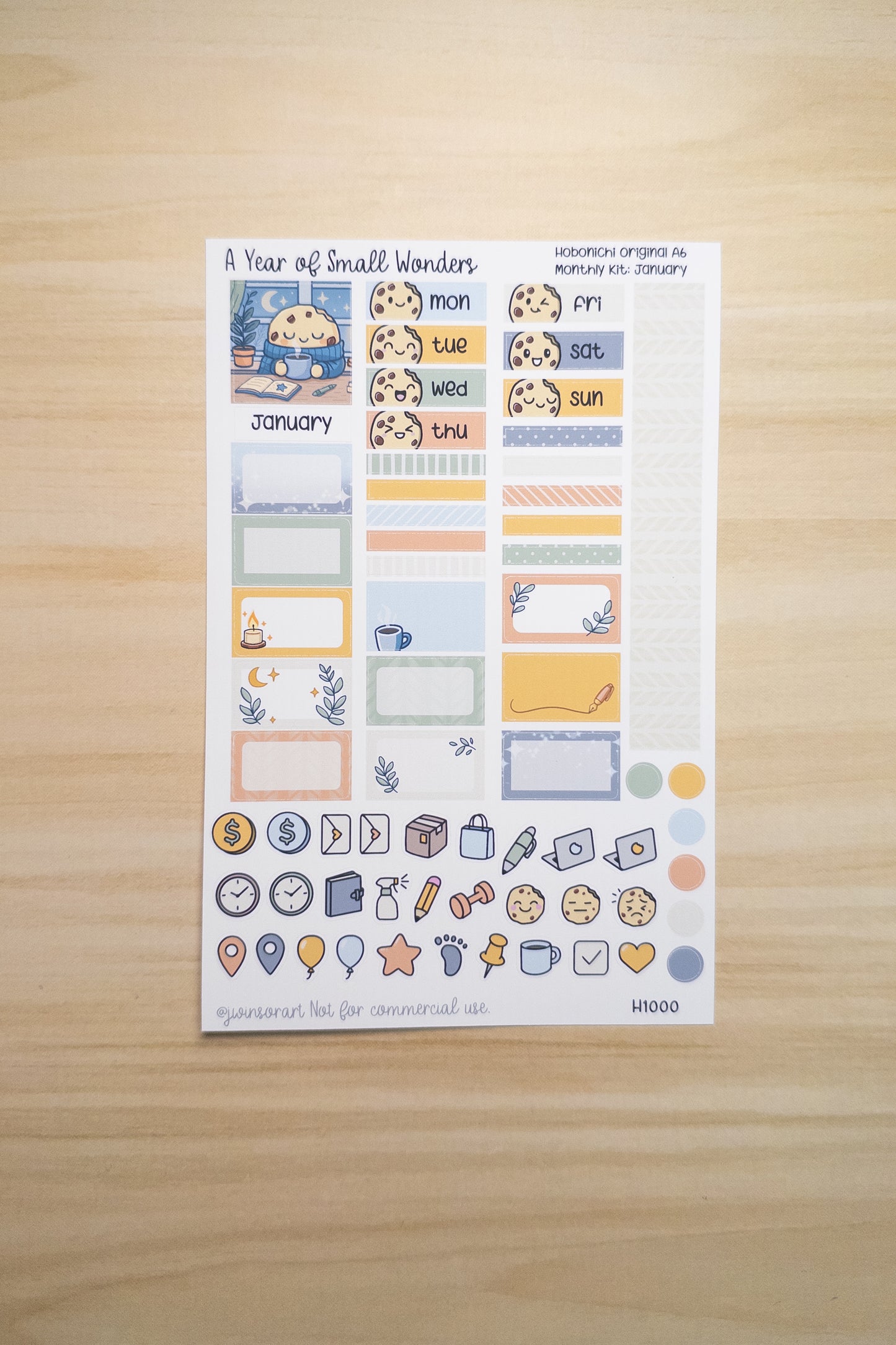Hobonichi Monthly Kit – January Cozy Cookie Theme | Planner Stickers | A Year of Small Wonders Collection