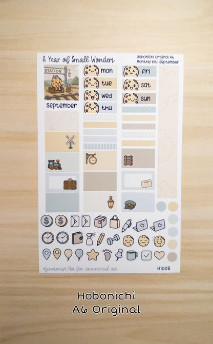 September Hobonichi Monthly Kit – A Year of Small Wonders – Vintage Train Station Travel Planner Stickers – Cousin A5, A6, Weeks