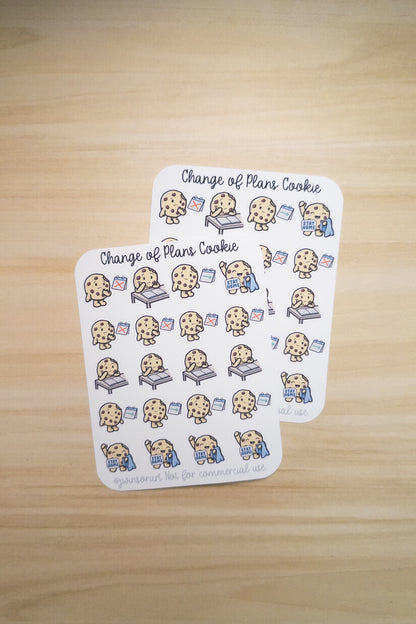 Change of Plans Cookie Planner Stickers - Cancelled Plans, Rescheduled, Stay Home, Pivot Day - Hobonichi Bullet Journal