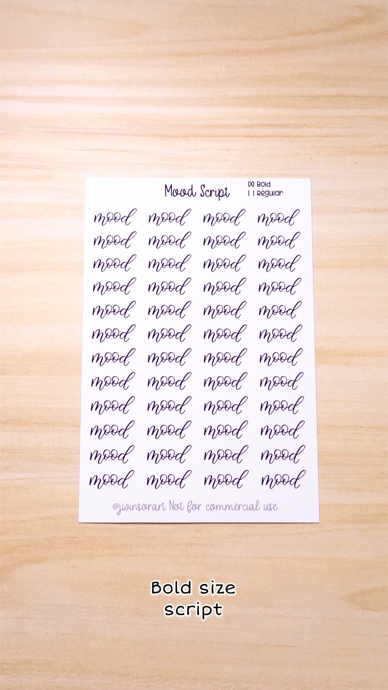 Mood Script Planner Sticker Sheet 48 Stickers Bujo Bullet Journal