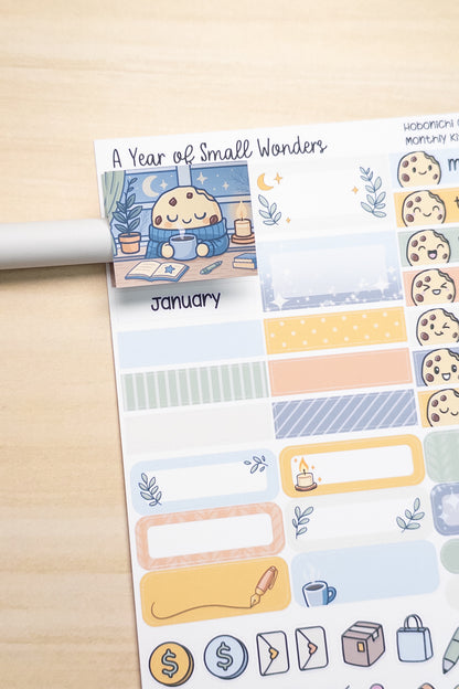 Hobonichi Cousin A5 Monthly Kit – January Cozy Cookie Theme | Planner Stickers | A Year of Small Wonders Collection