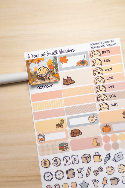 October Hobonichi Monthly Kit – A Year of Small Wonders – Perfect Fall Leaf Planner Stickers – Cousin A5, A6, Weeks