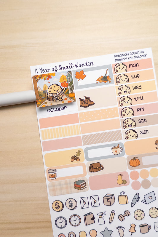 October Hobonichi Monthly Kit – A Year of Small Wonders – Perfect Fall Leaf Planner Stickers – Cousin A5, A6, Weeks
