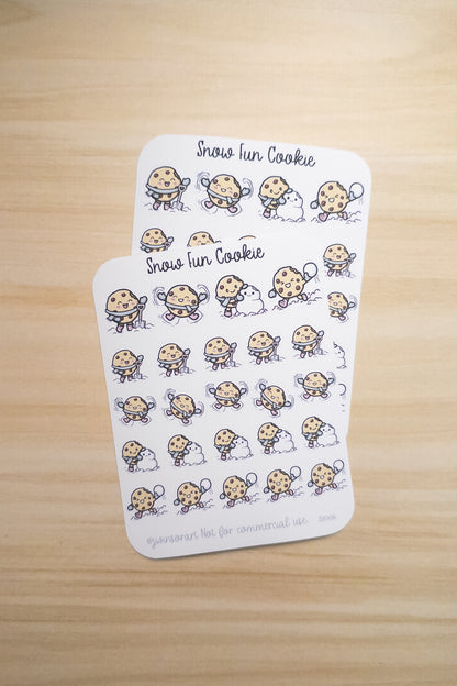 Snow Fun Cookie Sticker Sheet | Winter Play Planner Stickers | Cozy Seasonal Cookie