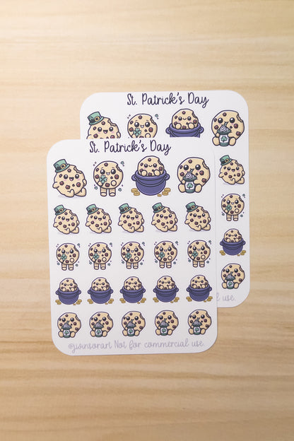 St. Patrick's Day Deco Planner Sticker Sheet Cute Kawaii Art Cookie Shamrock Gold Leprechaun Hat Luck O The Irish Ireland Lucky Charm