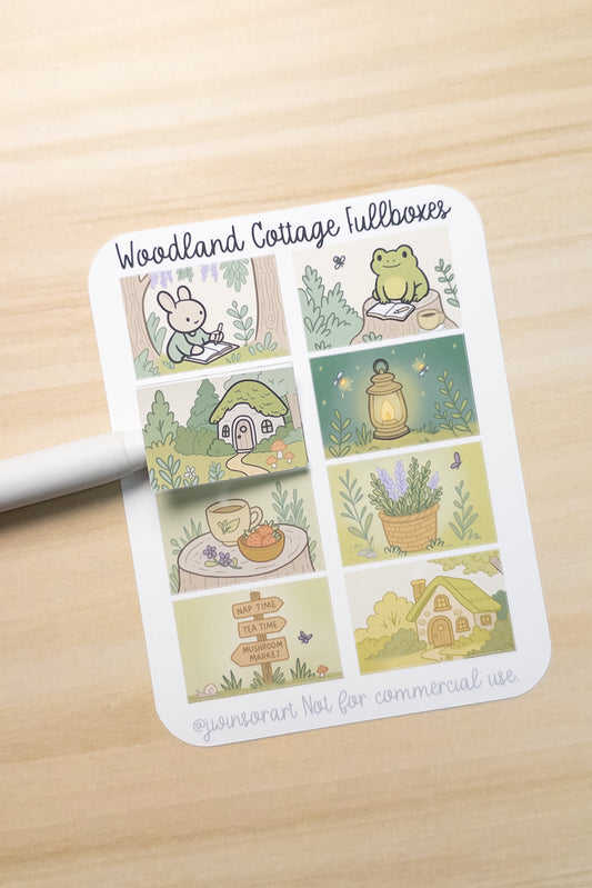 Woodland Cottage Fullboxes | Hobonichi Cousin Weekly Stickers | Cozy Cottagecore Planner Stickers