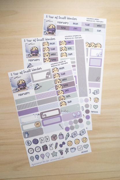 Hobonichi Monthly Kit – February Cozy Cookie Theme | Planner Stickers – A Year of Small Wonders