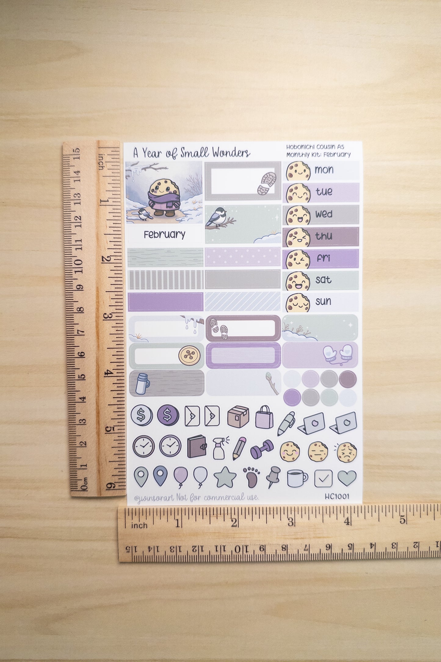 Hobonichi Monthly Kit – February Cozy Cookie Theme | Planner Stickers – A Year of Small Wonders