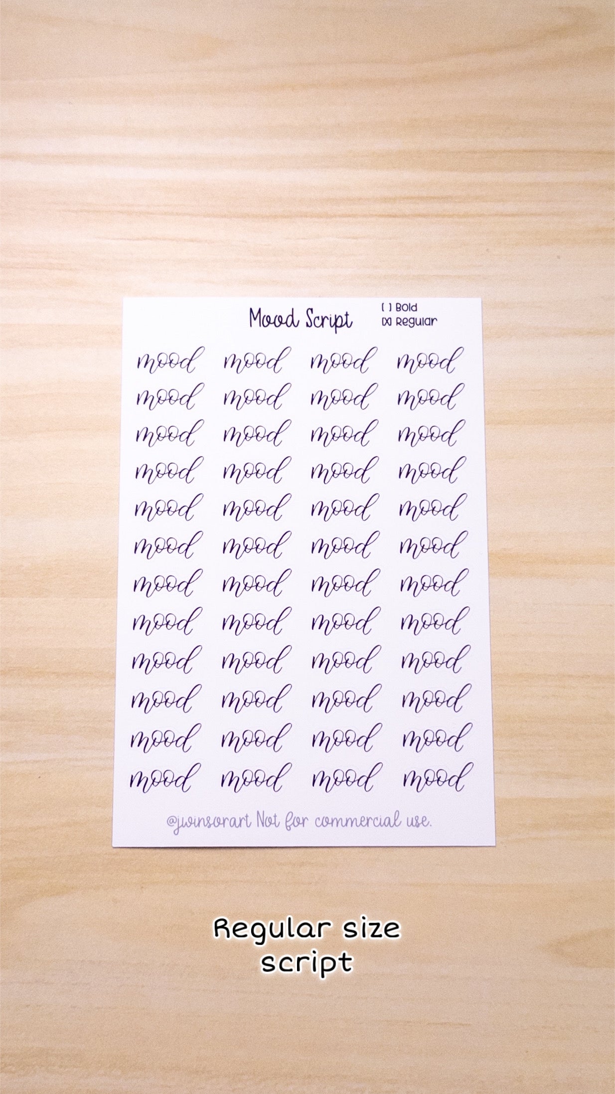 Mood Script Planner Sticker Sheet 48 Stickers Bujo Bullet Journal