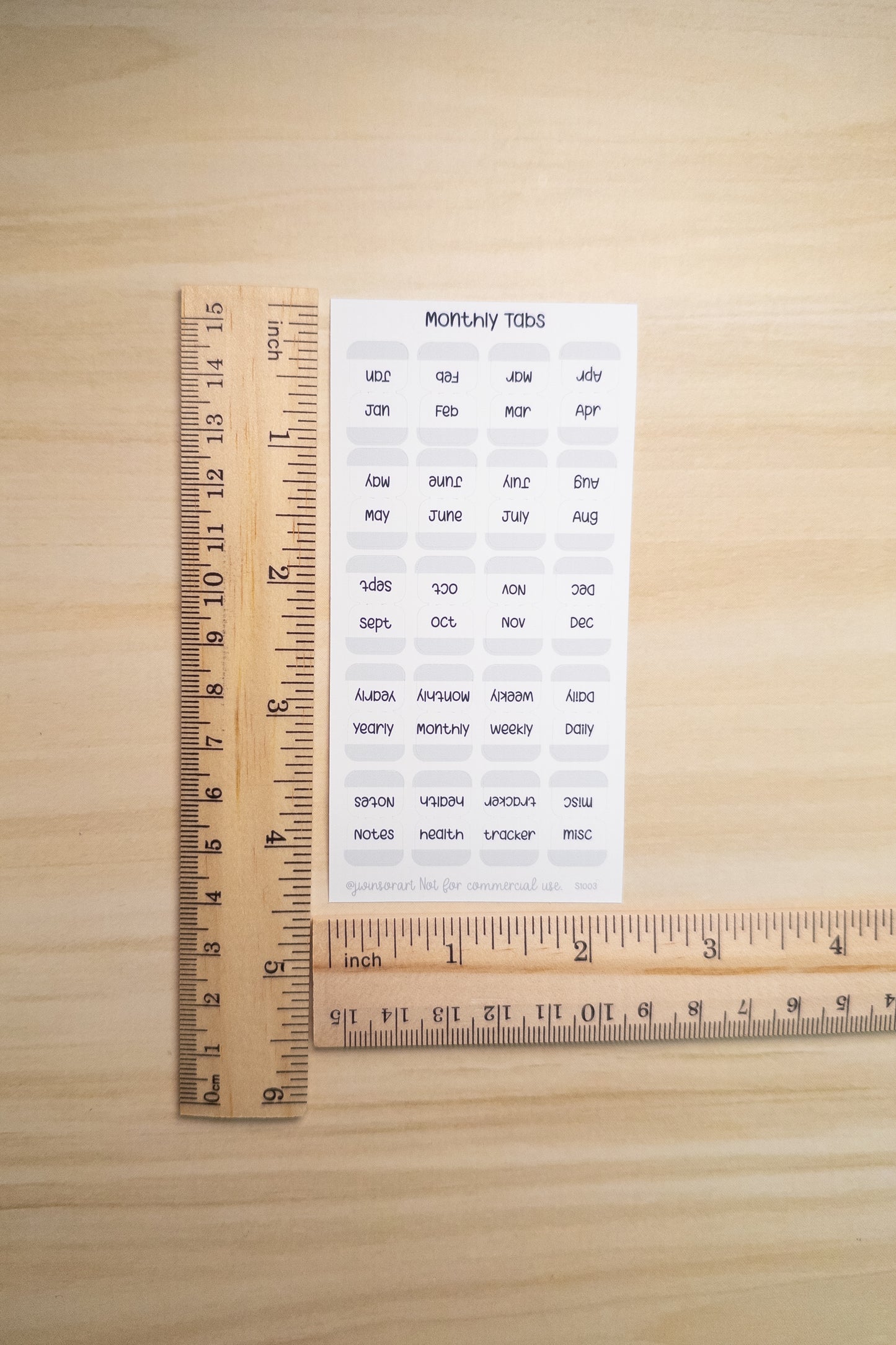 Monthly Tabs – Minimal Planner Labels for Hobonichi, Journals, and Notebooks (Months + Extras)