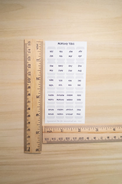 Monthly Tabs – Minimal Planner Labels for Hobonichi, Journals, and Notebooks (Months + Extras)