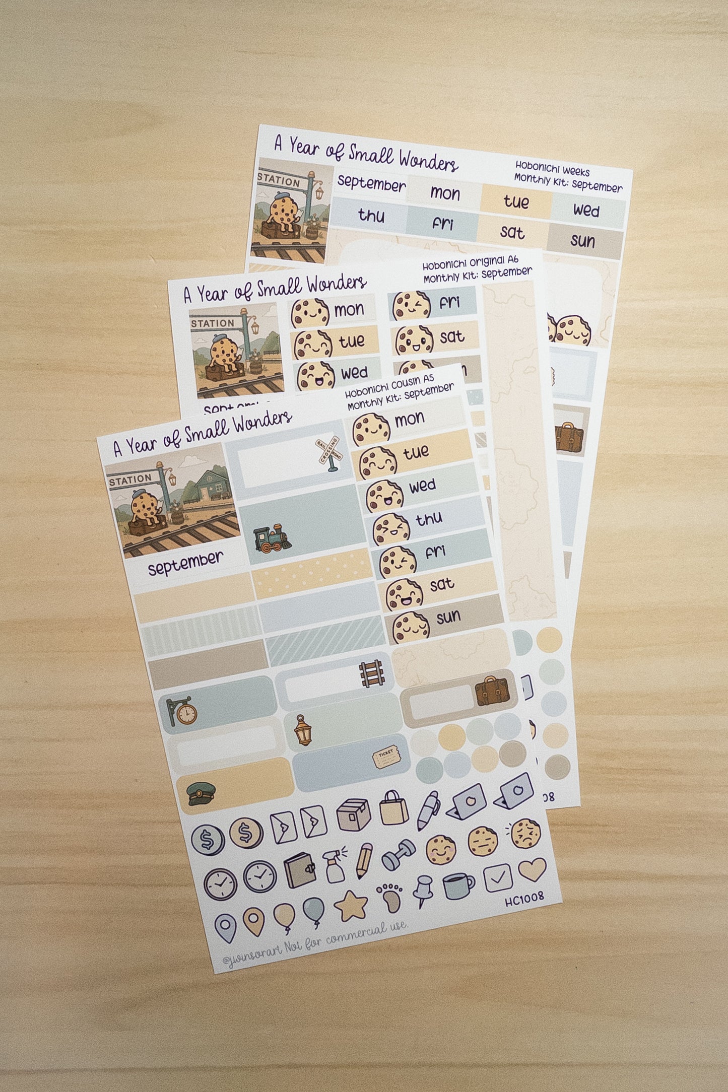 September Hobonichi Monthly Kit – A Year of Small Wonders – Vintage Train Station Travel Planner Stickers – Cousin A5, A6, Weeks