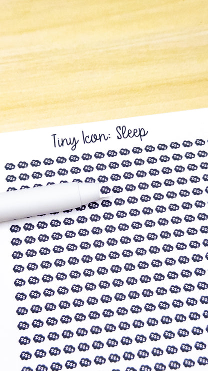 Tiny Icon: Sleep Cloud Zzz Doodle Functional Sticker Sheet 5 mm Square Bujo Cute Sleep Tracker