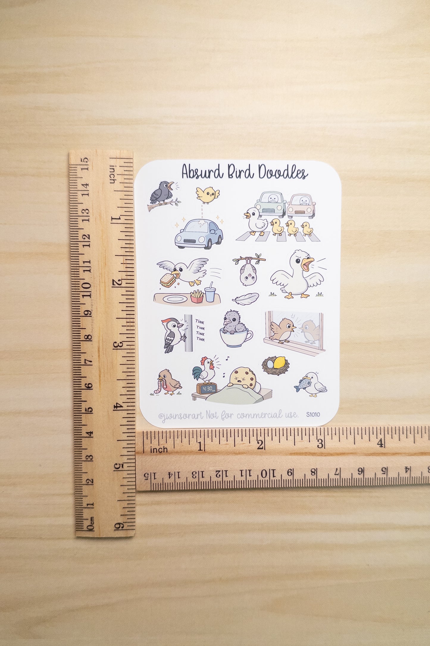 Absurd Birds Sticker Sheet | Funny Bird Doodles for Planners, Journals & Scrapbooking