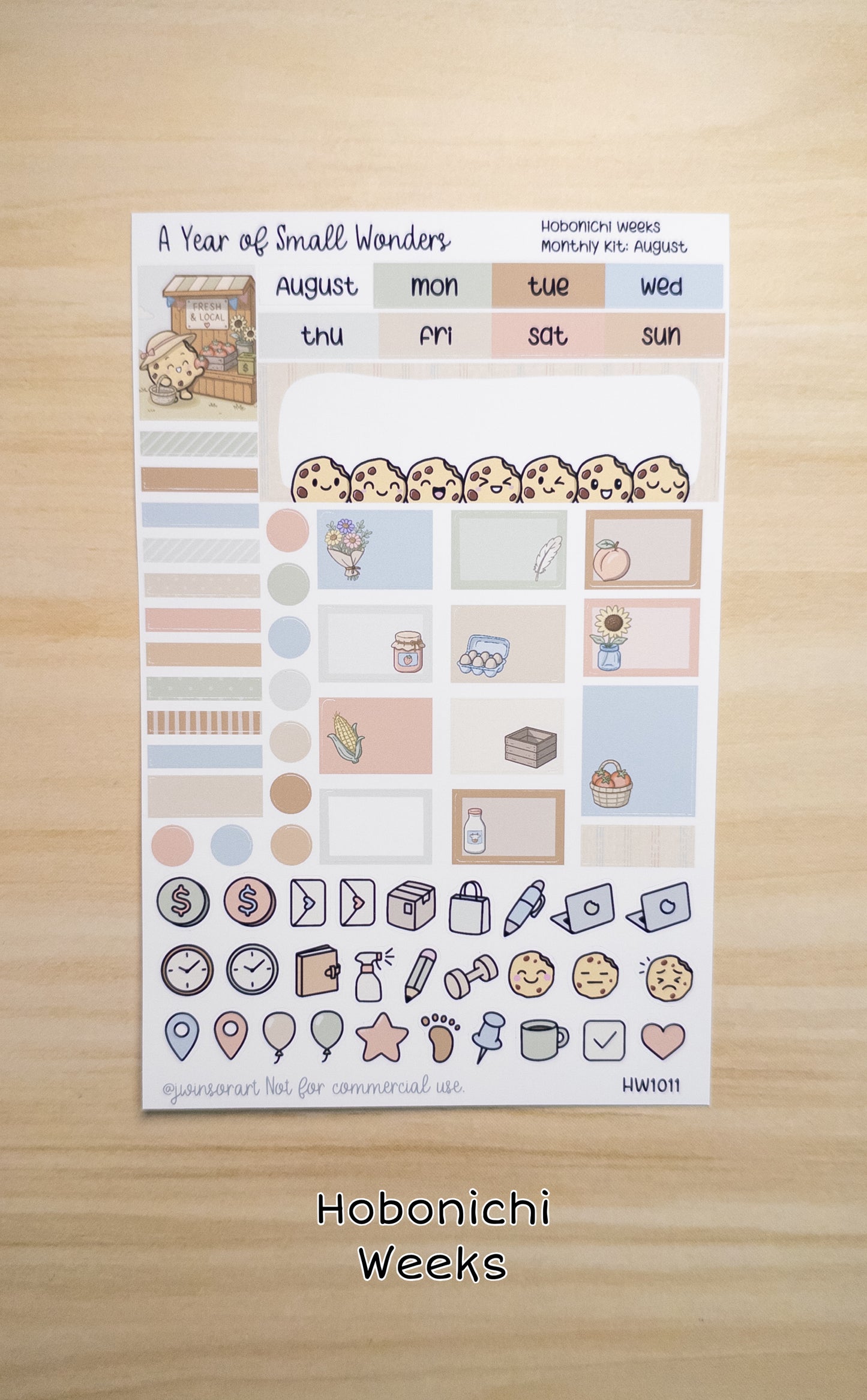 August Hobonichi Monthly Kit – A Year of Small Wonders – Roadside Farm Stand Planner Stickers – Cousin A5, A6, Weeks