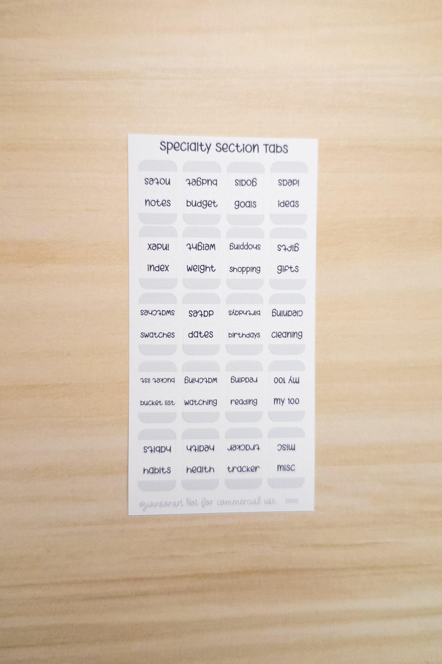 Specialty Section Tabs – Minimal Planner Labels for Hobonichi, Journals, and Notebooks (20 Unique Tabs)