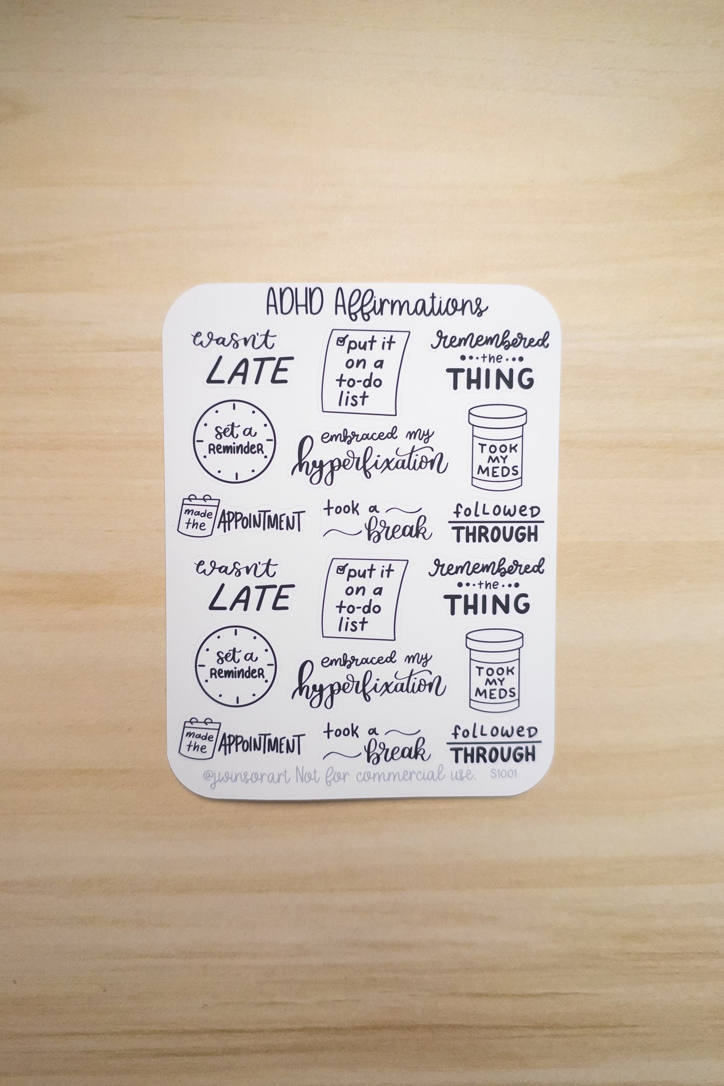 ADHD Affirmations Stickers – Hand Lettered Neurodivergent Quotes for Planner, Hobonichi, Bullet Journal, Executive Function Support